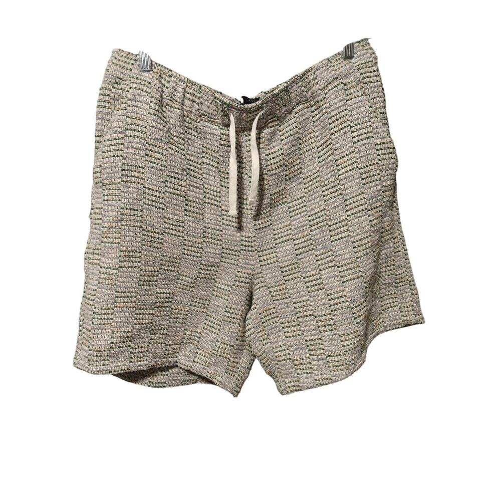 ASOS Design Heavyweight Textured Tweed Bermuda Shorts Drawstring Size L Pockets